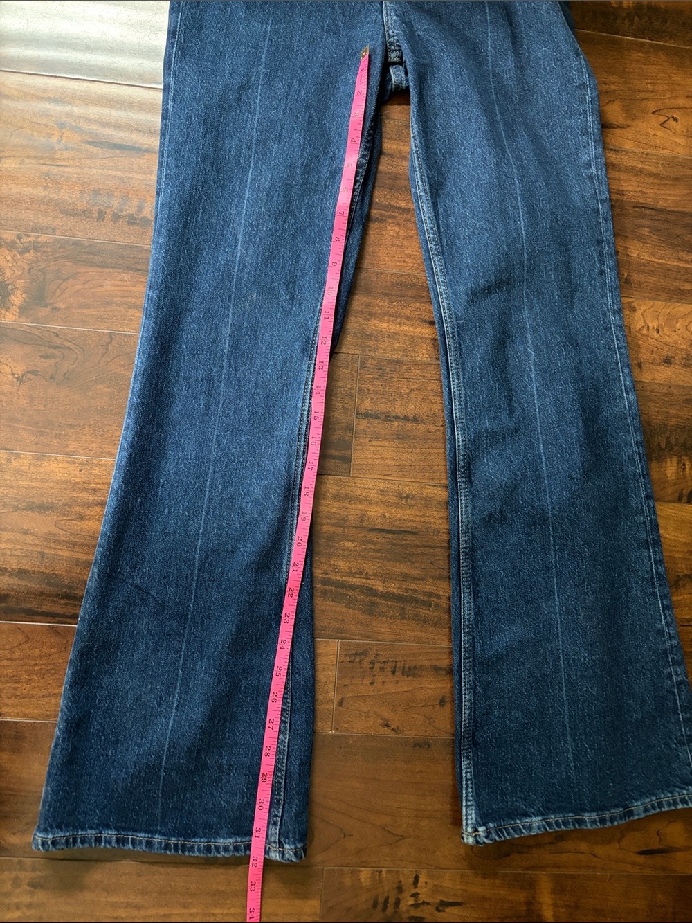 H&M Dark Blue Flare Women's Jeans Regular Fit High Waist - Picture 4 of 5